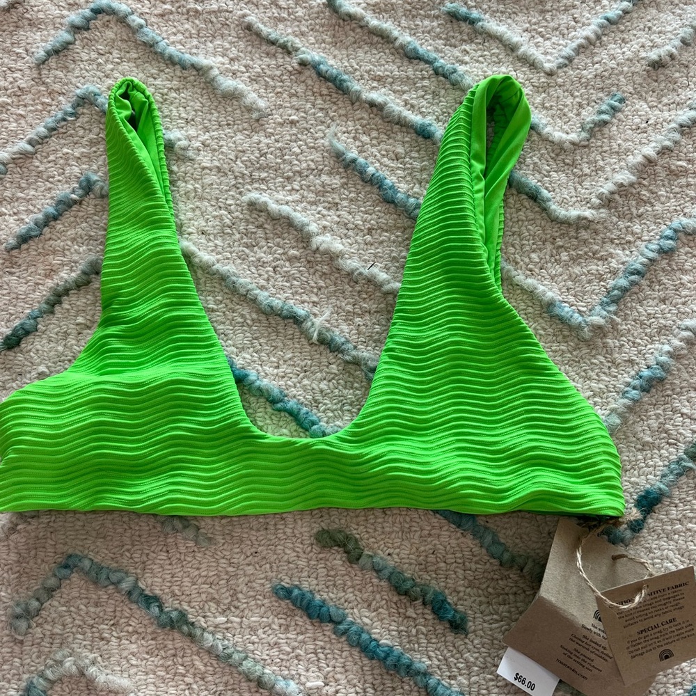 Vibrant Green Textured Bikini Top